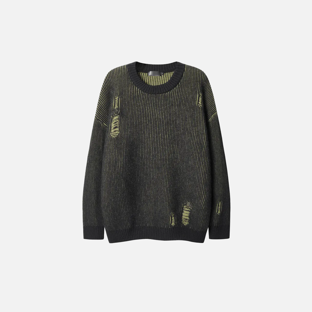 Y2K Grunge Strickpullover mit Streifen und Rippenmuster