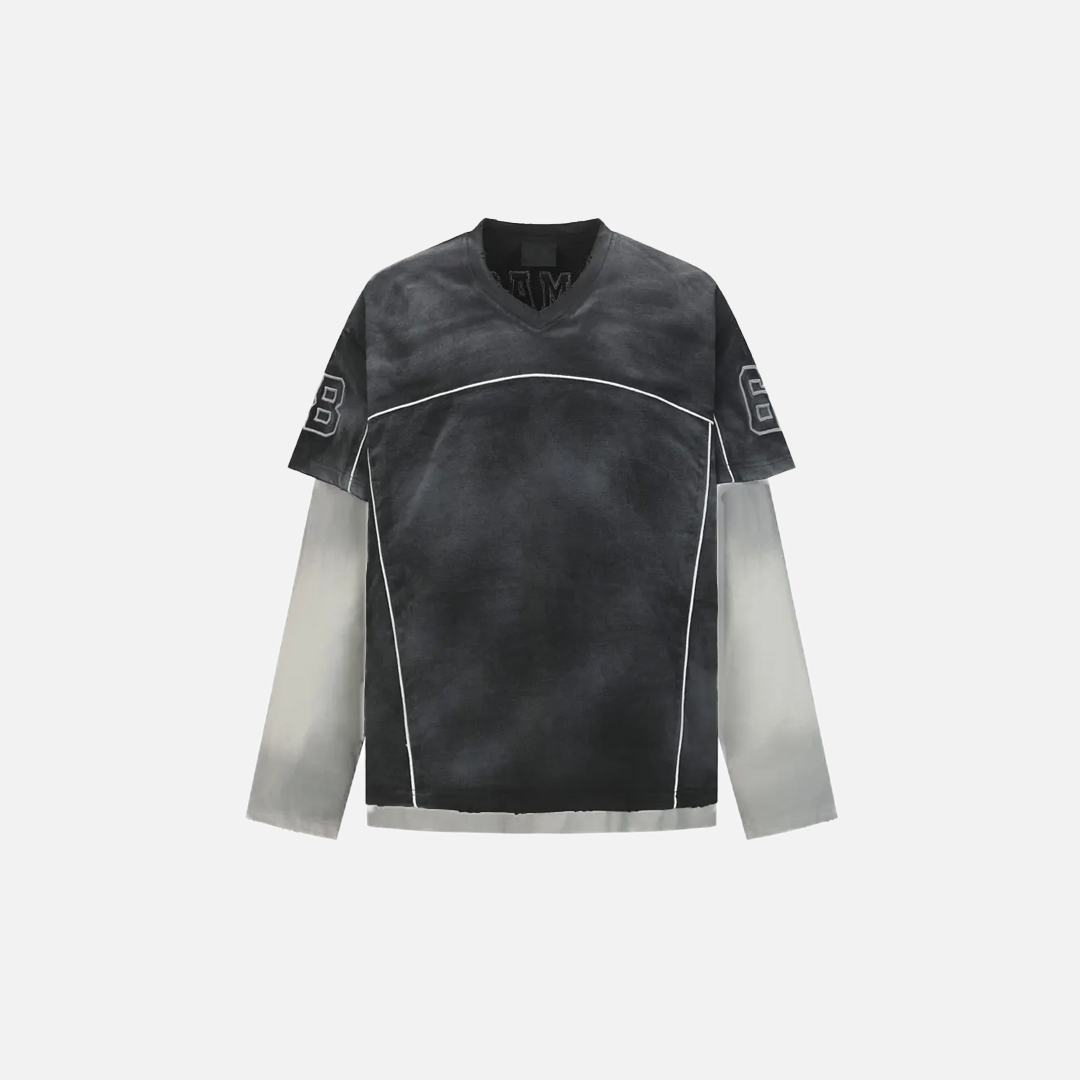 T-shirt de sport grunge à manches longues et double épaisseur