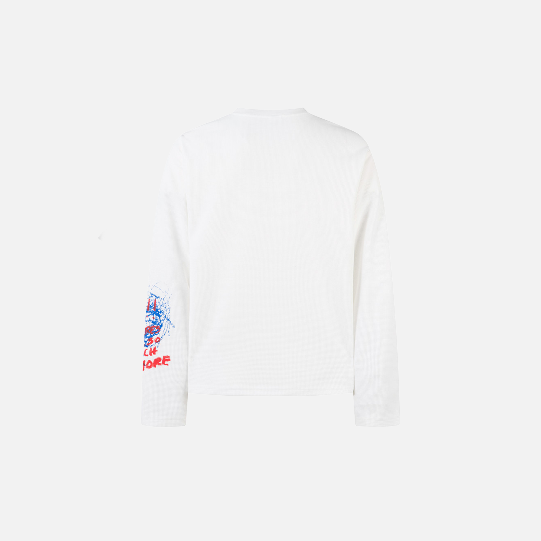 Langarm-T-Shirt mit Graffiti-Smiley-Gesichtsprint und Karomuster