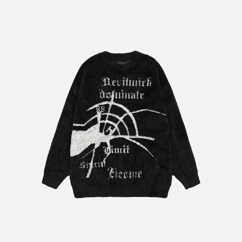 Strickpullover mit Spinnenmotiv