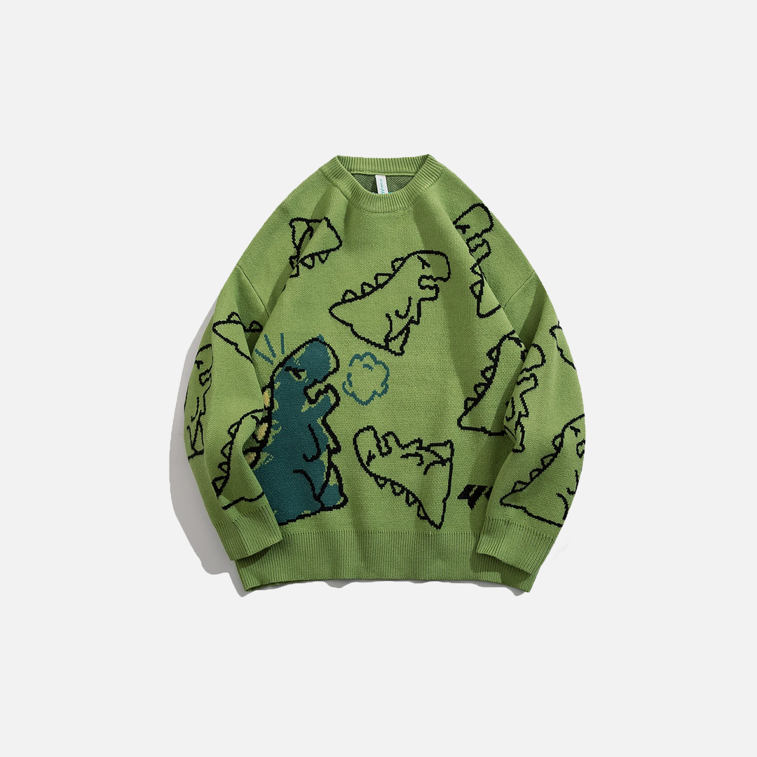 Retro-Dinosaurier-Strickpullover