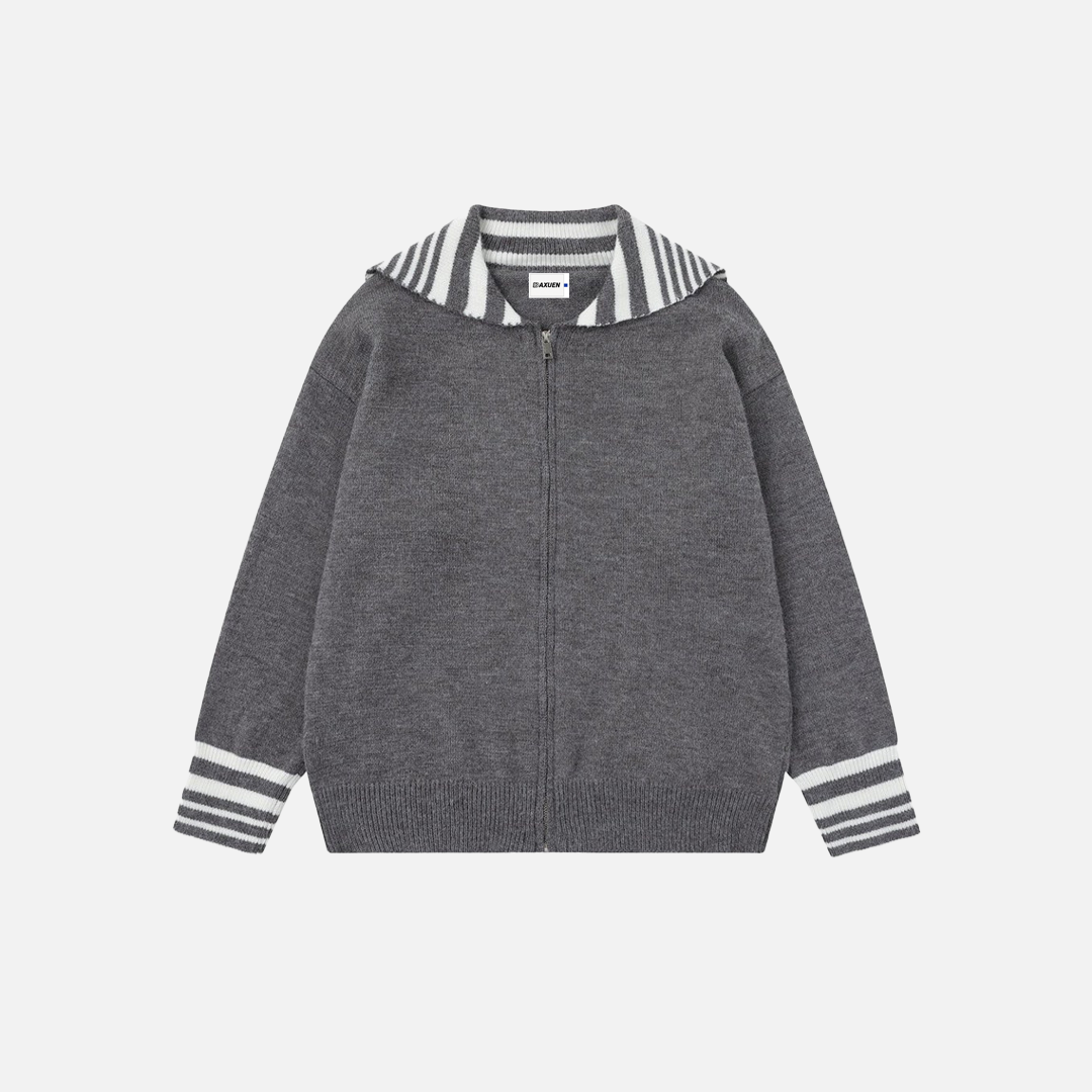 Pull décontracté ample à rayures nautiques et fermeture éclair