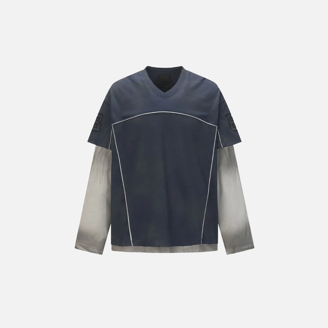T-shirt de sport grunge à manches longues et double épaisseur