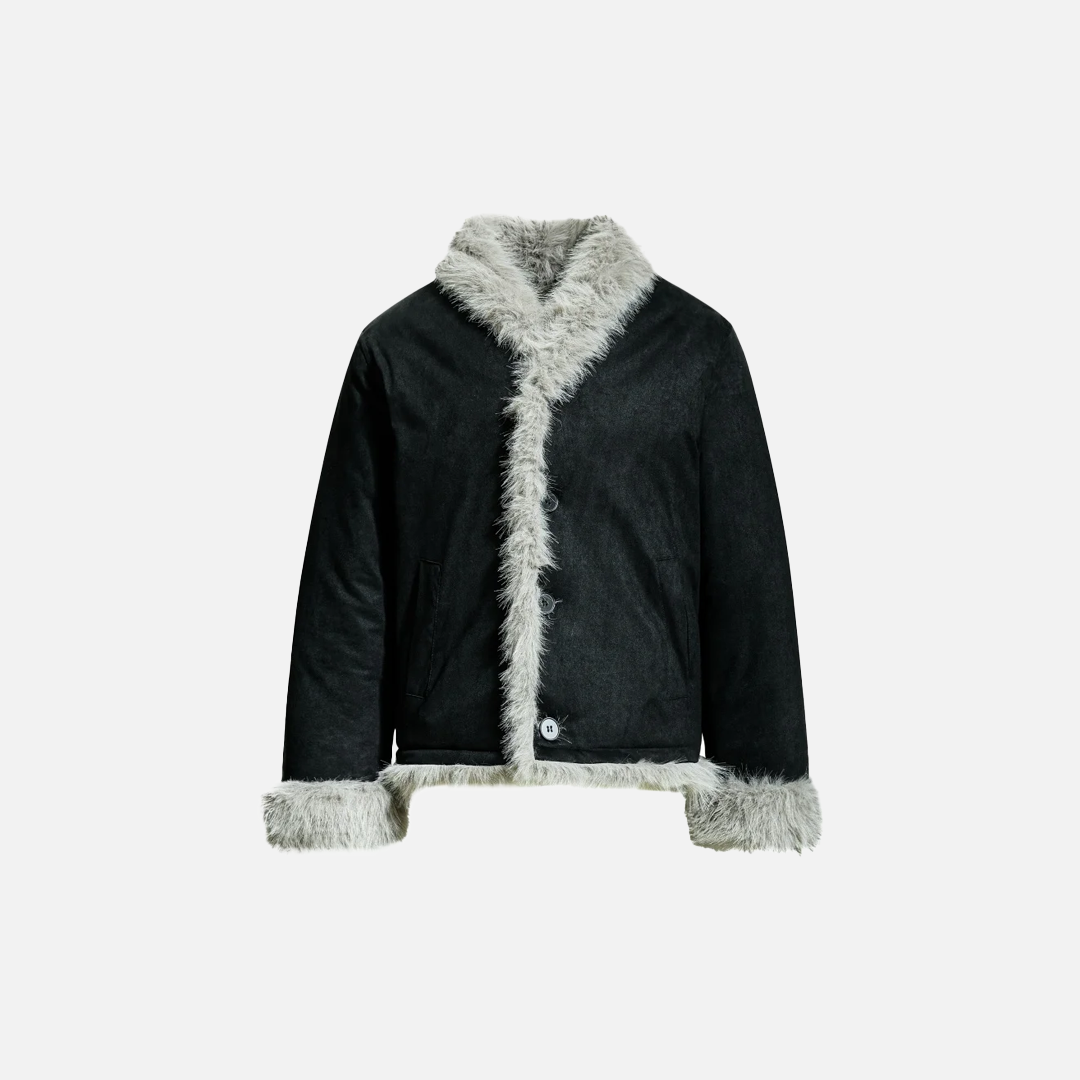 Atmungsaktive, einreihige Kunstpelzjacke