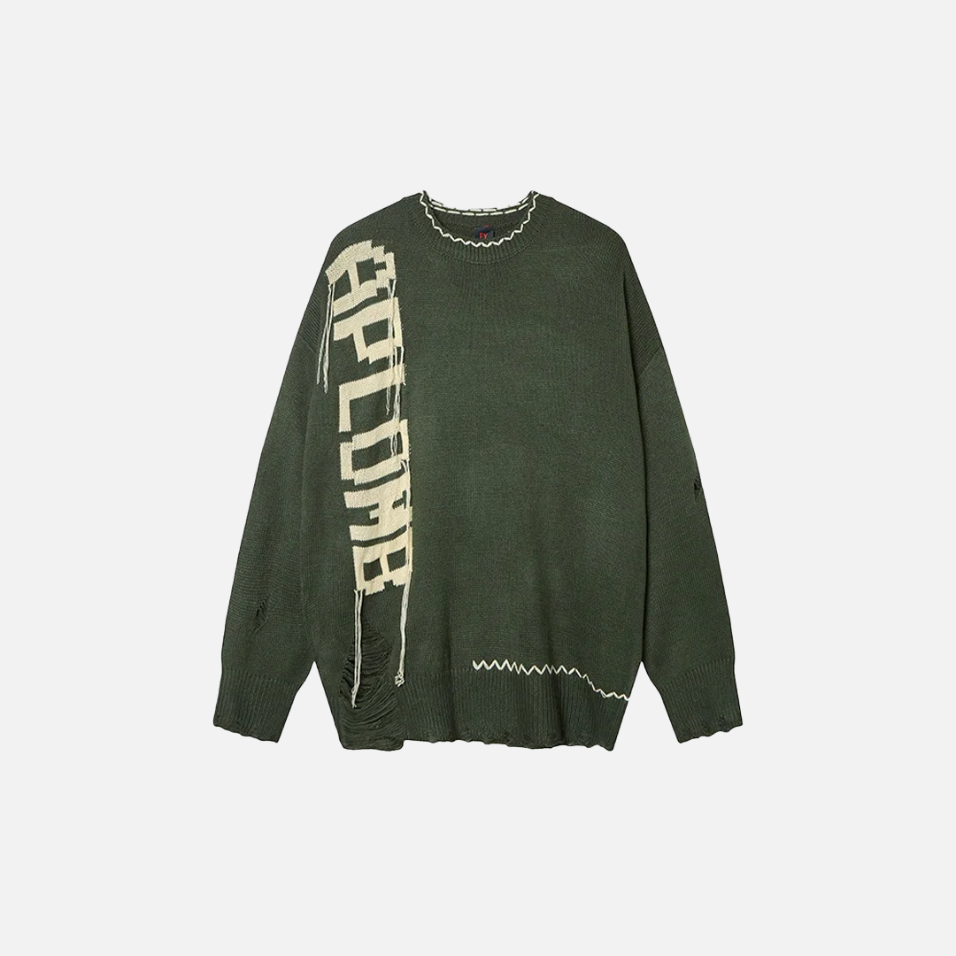 Pull oversize en maille confortable et usée pour femme, style années 2000