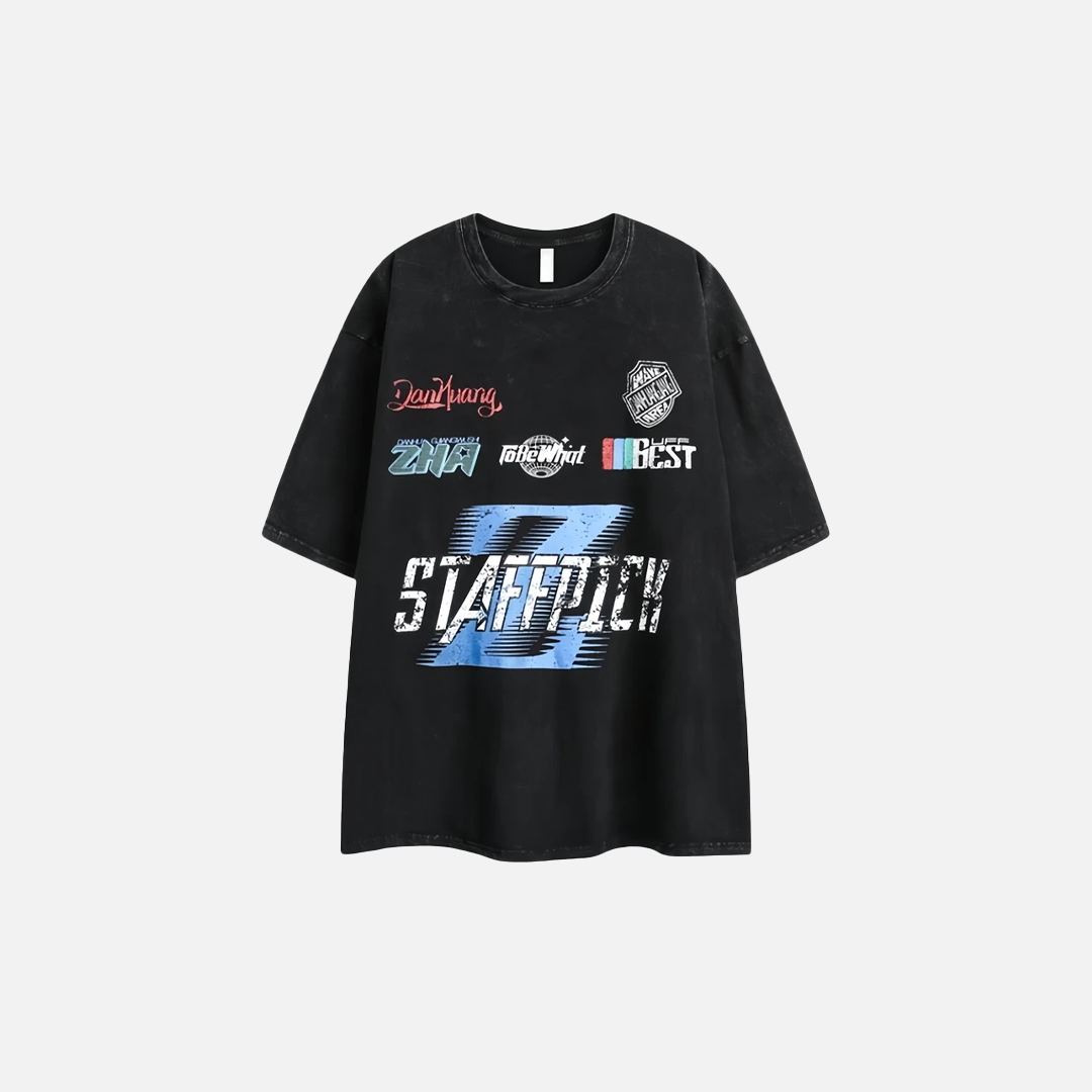 Y2K Vielseitiges schwarzes Hip-Hop-T-Shirt mit Buchstabenprint