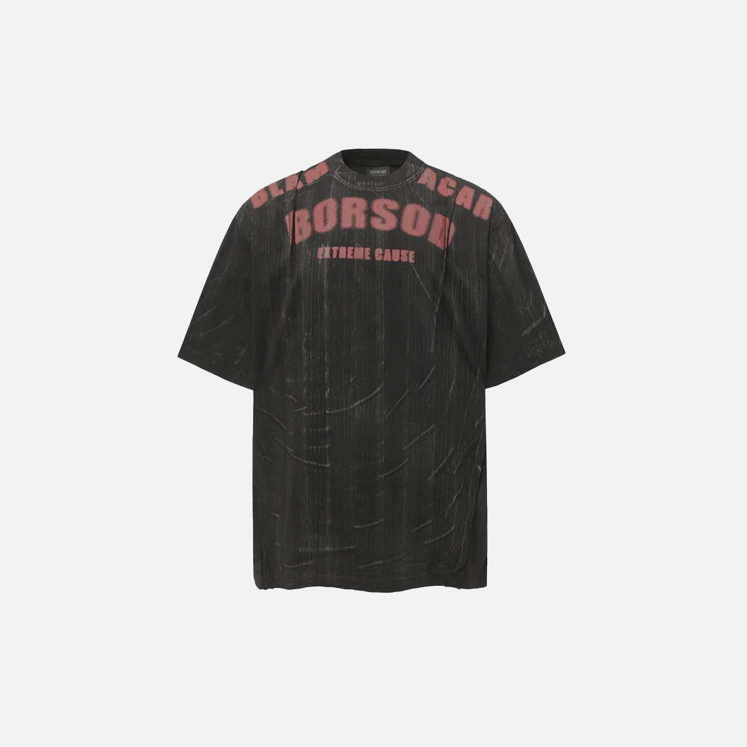 Streetwear Dirty Wash Letter Print Crew T-Shirt
