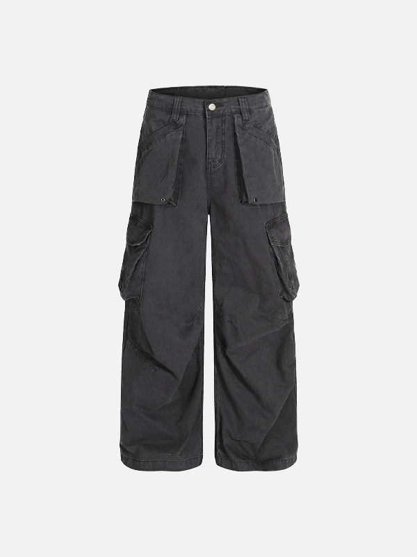 Strapazierfähige, locker sitzende Cargohose mit Falten im Streetwear-Stil