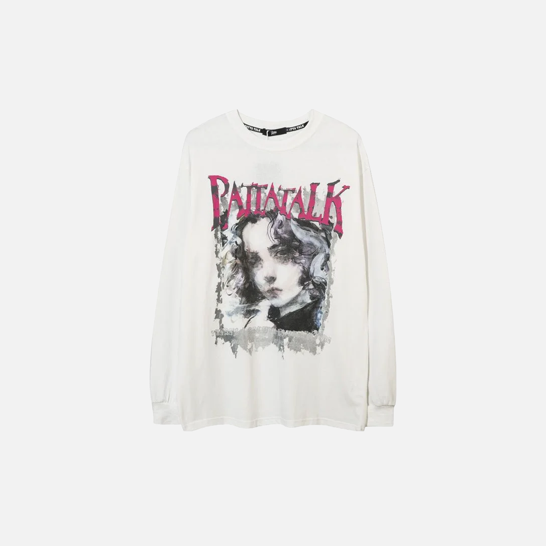 Gothic Dark Style Portrait Graphic Long-Sleeve T-Shirt