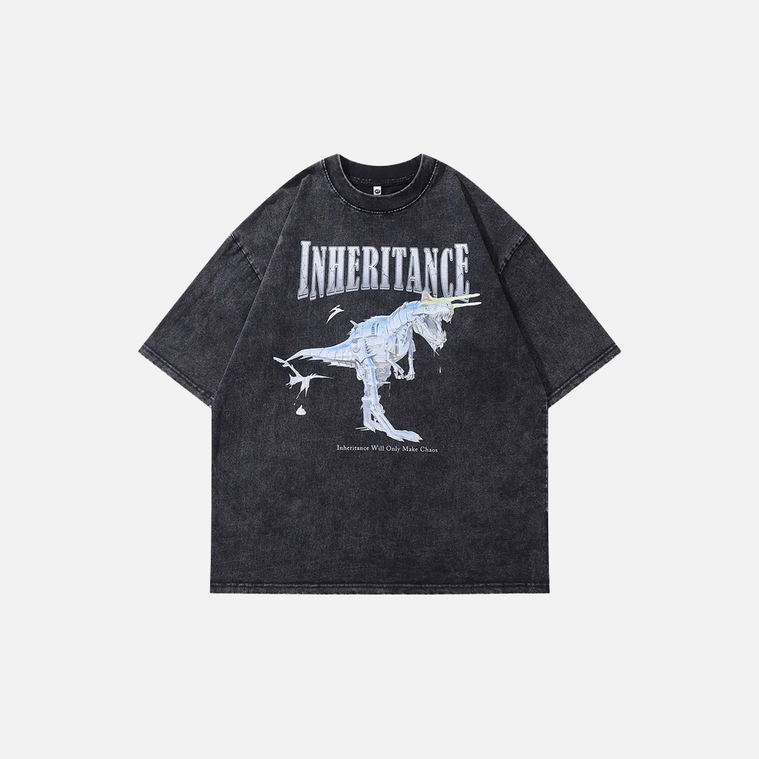 Kurzarm-T-Shirt mit Grafikprint von Robotern und Dinosauriern