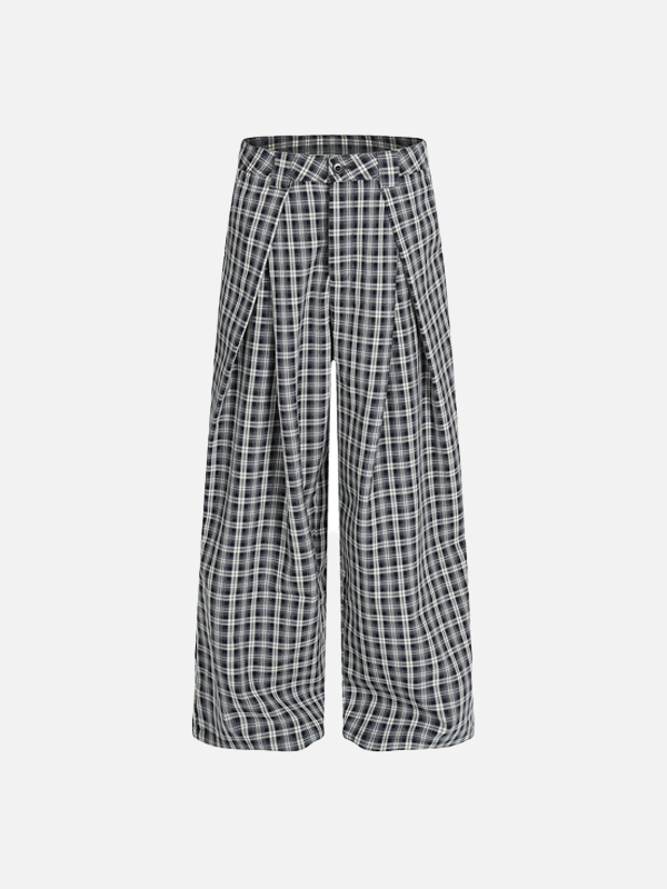 Retro-Jogginghose mit Karomuster und weitem Bein