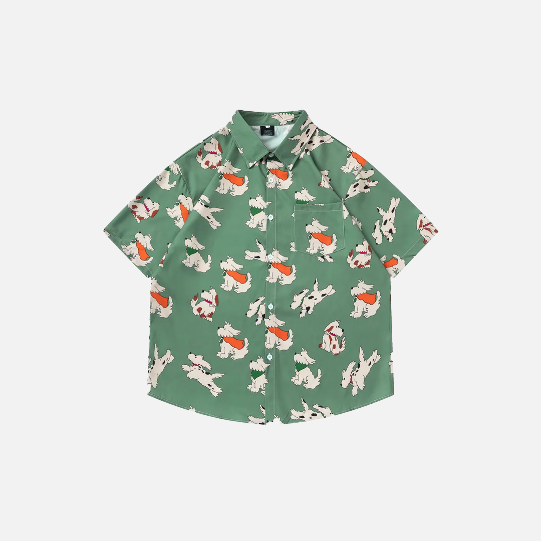 Streetwear-Shirt mit lebhaftem Cartoon-Hund-Motiv – ein süßes Strandshirt