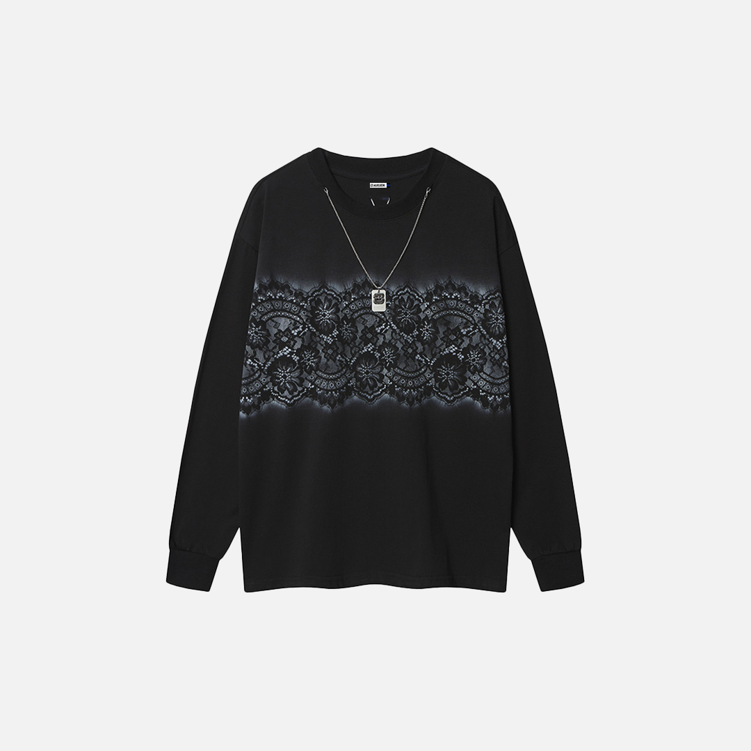 Streetwear Langarm-Sweatshirt mit Blumenmuster und Kettendetails
