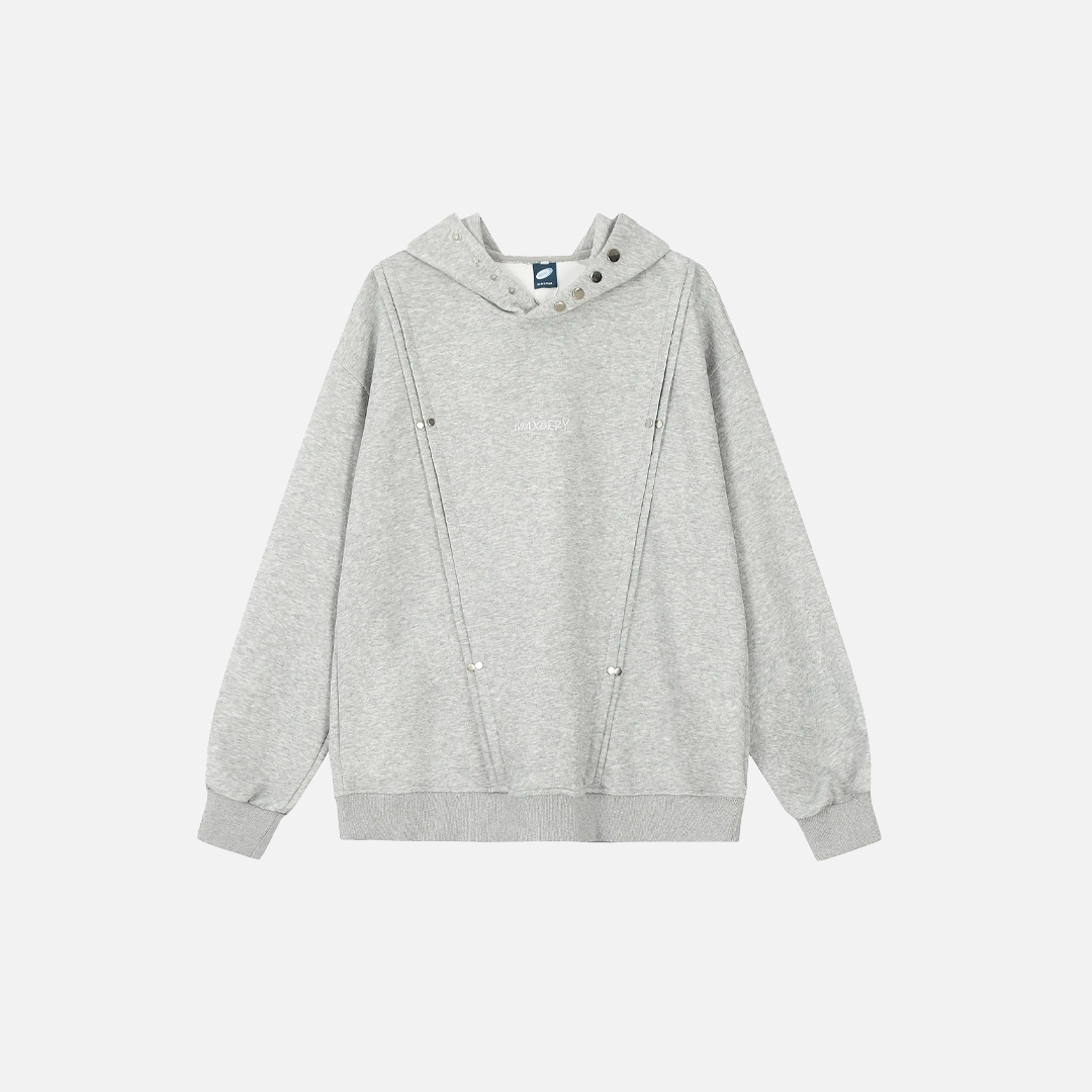 Y2K Nieten-Patchwork-Kapuzenpullover, schwarz