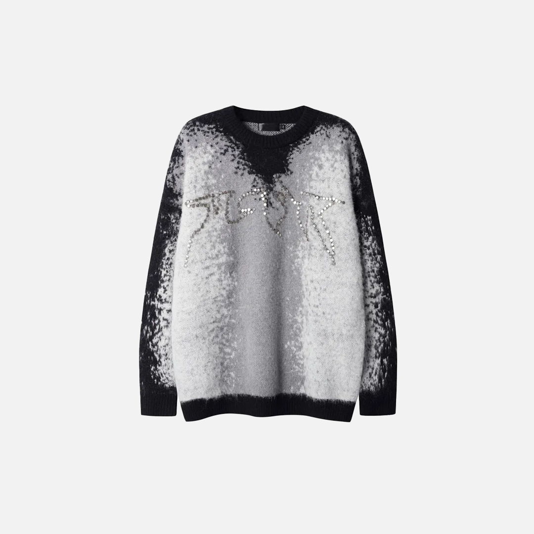 Nietenfarbener Hip-Hop-Strickpullover