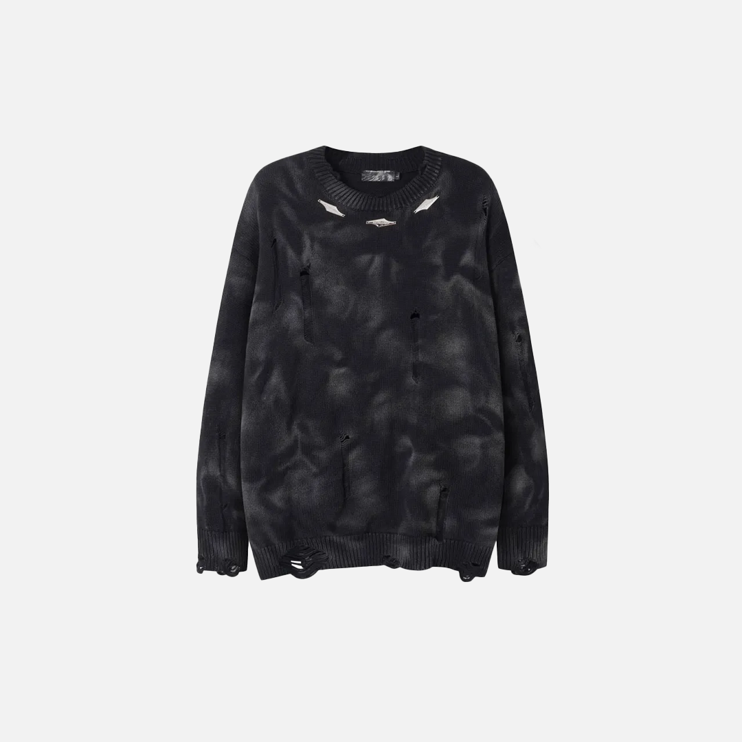 Pull en maille déchiré oversize style grunge signature Y2K