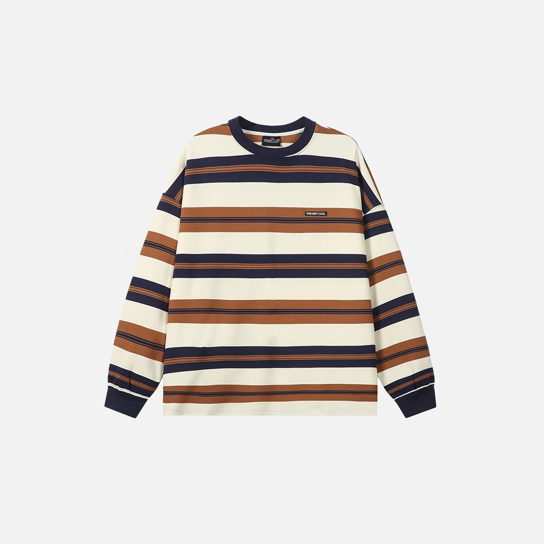 Oversized Vintage Striped Sweatshirt