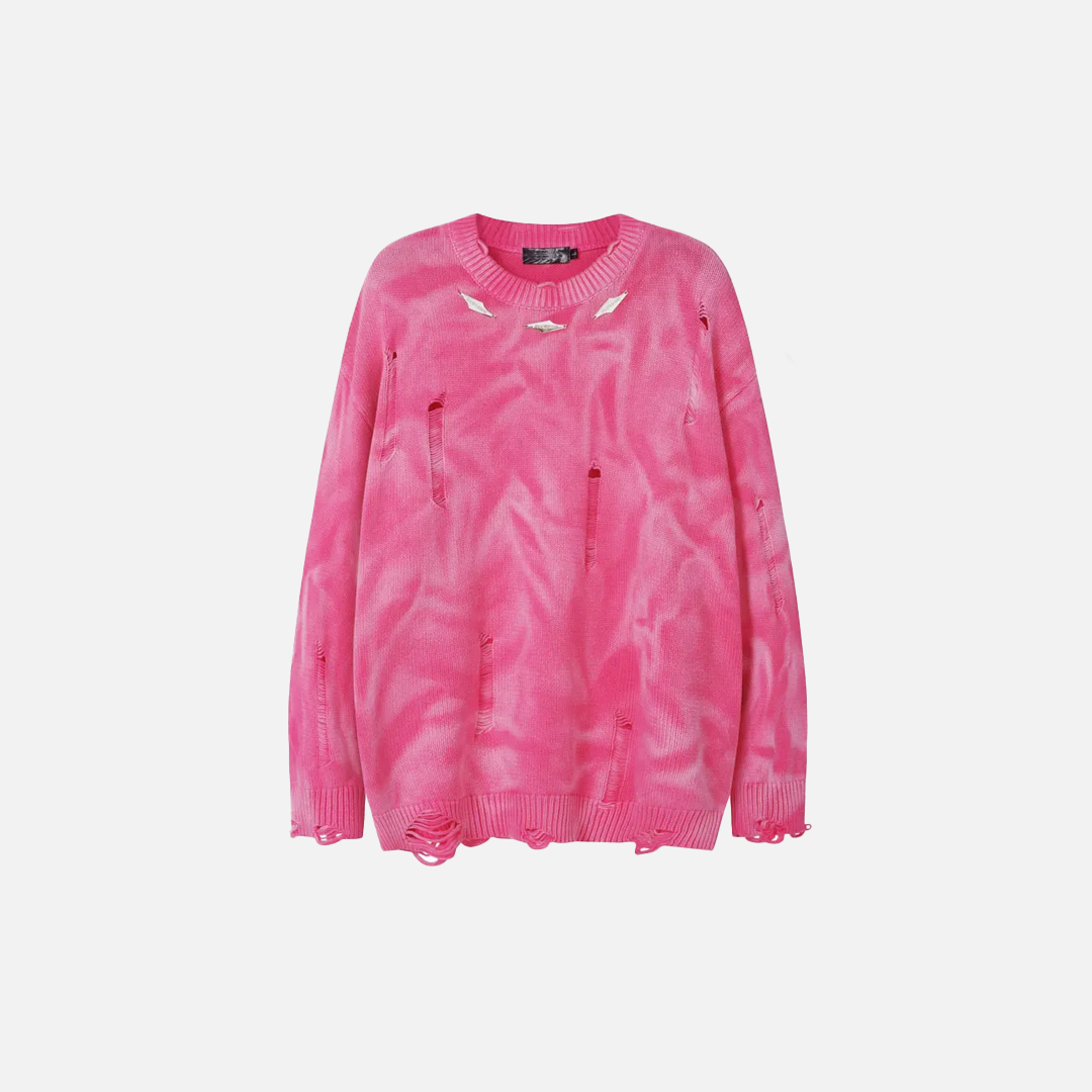 Pull en maille déchiré oversize style grunge signature Y2K