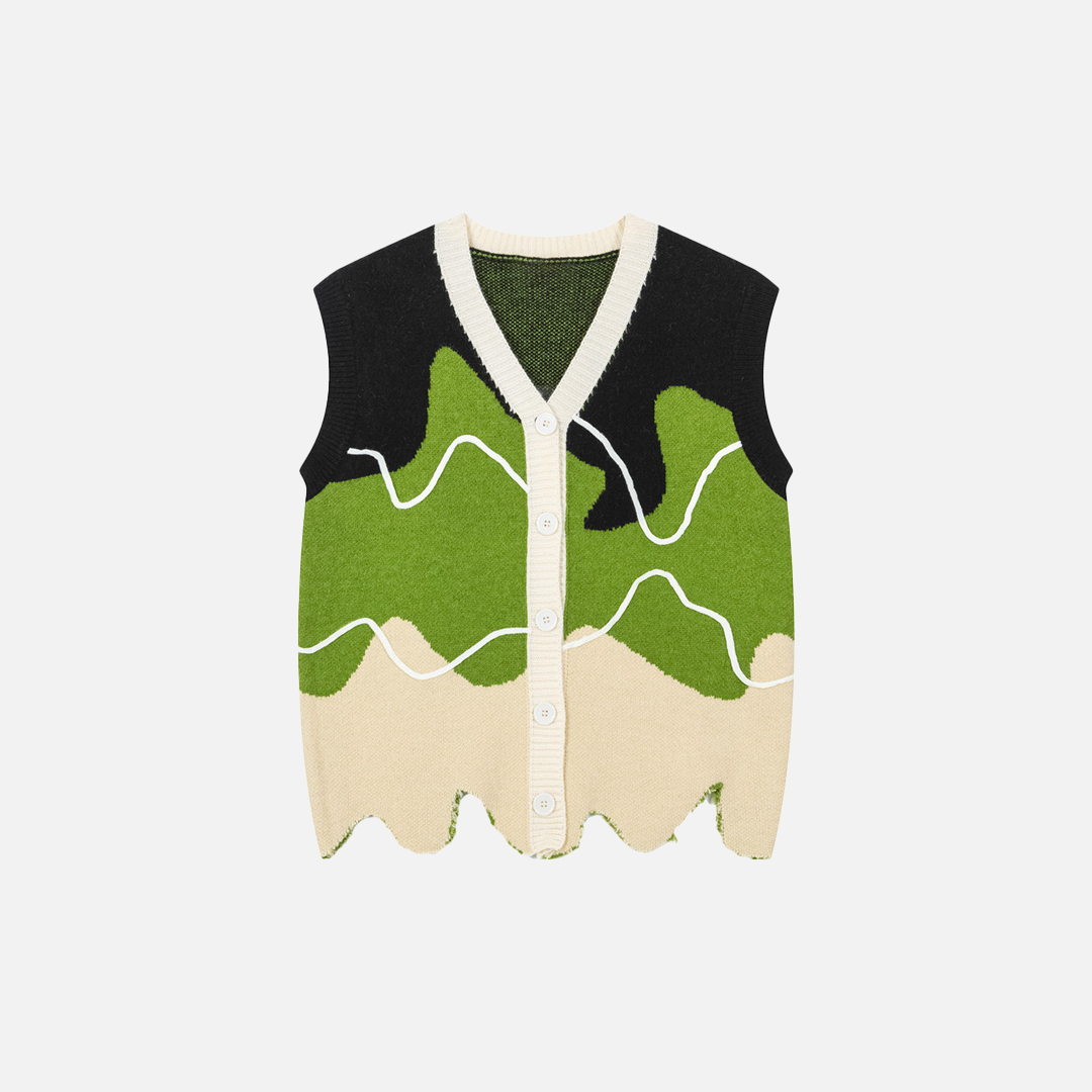 Gilet en maille à col en V irrégulier