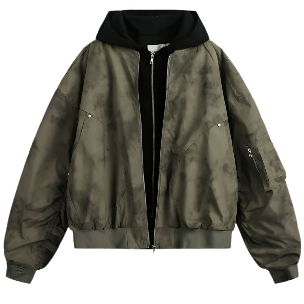 Y2K Tie-Dye Hooded Bomber Jacket