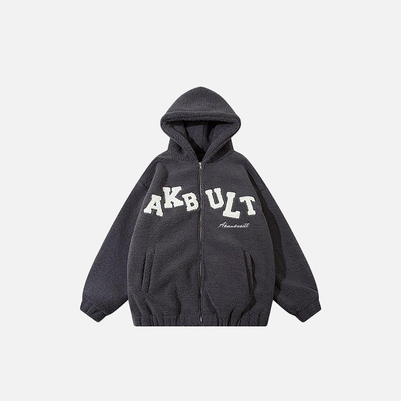 Winter-Fleece-Kapuzenjacke mit Reißverschluss