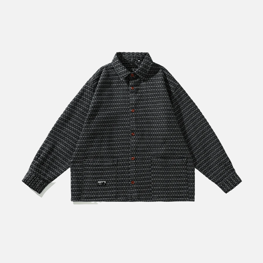 Chemise cargo décontractée à manches longues style hip-hop ample