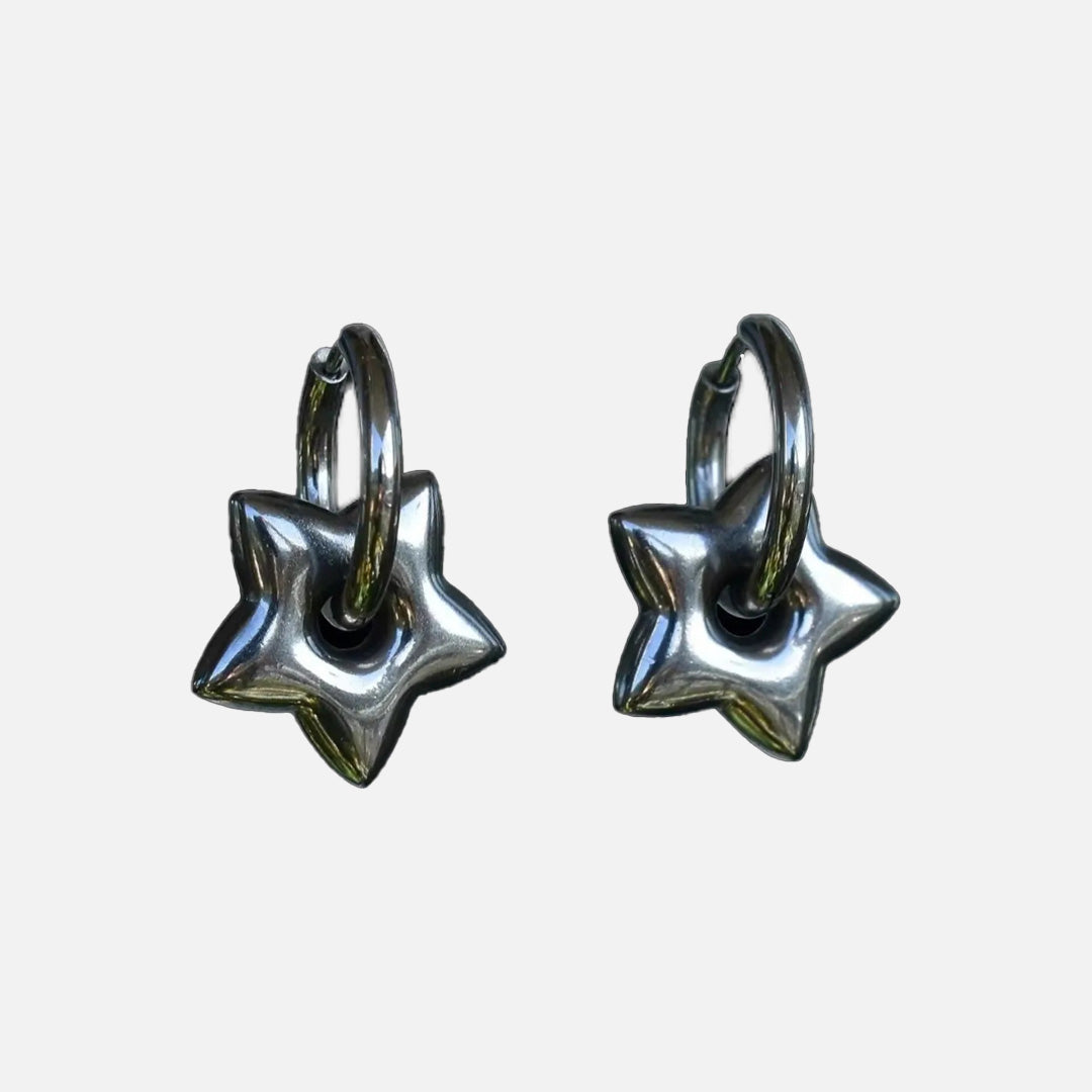 Geometric Charm Hoop Earring