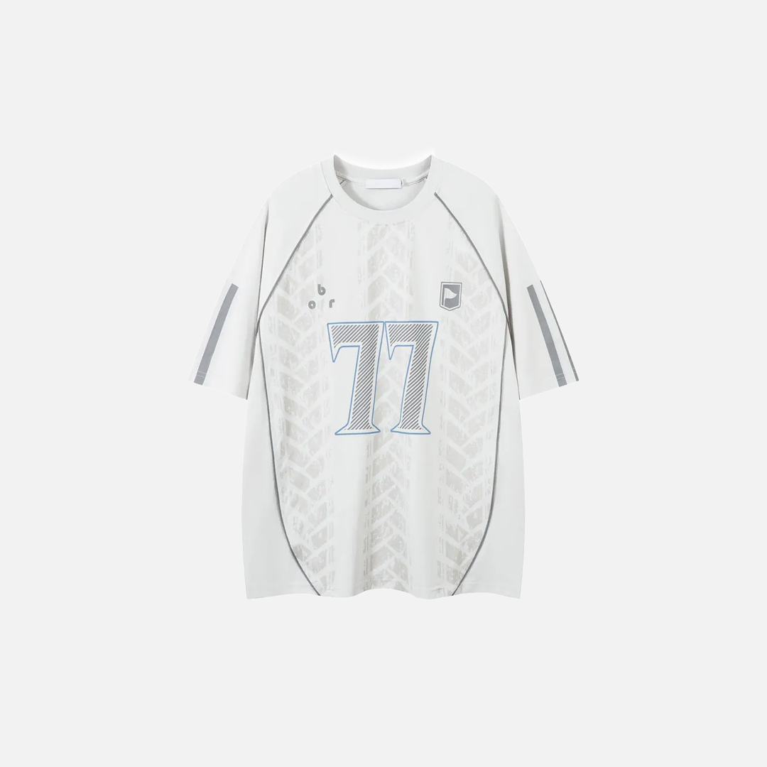Y2K Gemütliches Grafik-Patchwork-Rennsport-T-Shirt
