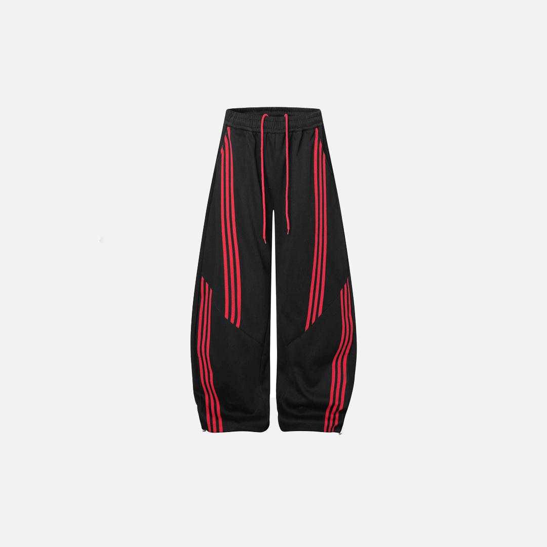 Vielseitige, auffällig gestreifte Athleisure-Jogginghose mit weitem Bein