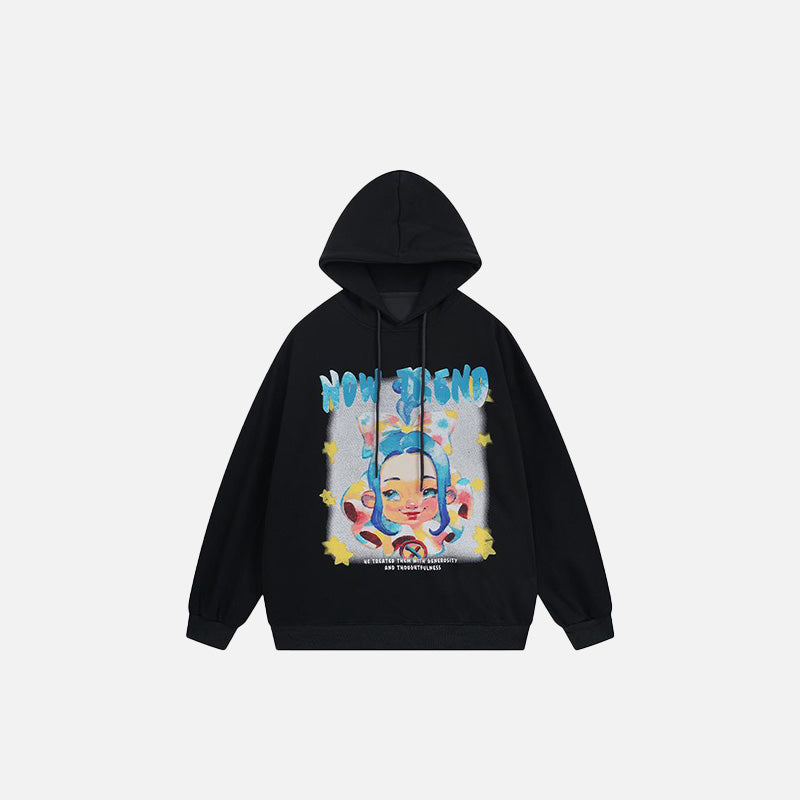 Hoodie mit Cartoon-Mädchen-Stern-Grafik
