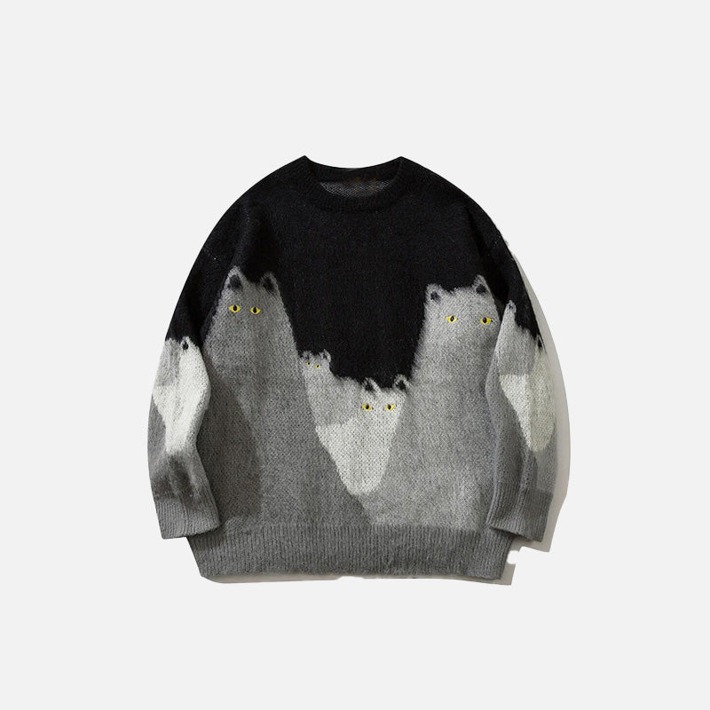Strickpullover mit Sternenkatzen