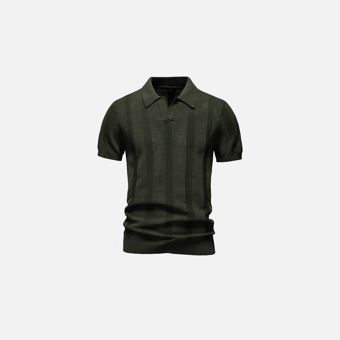 Breathable Striped Mesh Polo T-Shirt