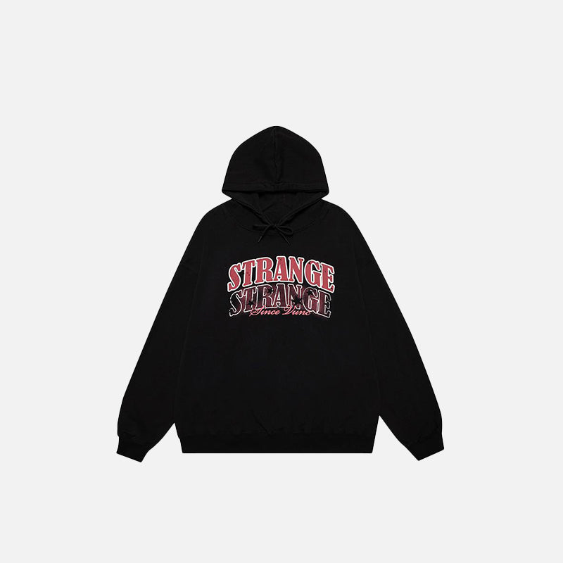 Sweat à capuche à imprimé lettres délavées « Strange »