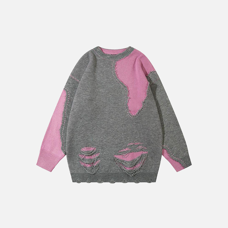 Lockerer Pullover mit Rissen an den Schultern