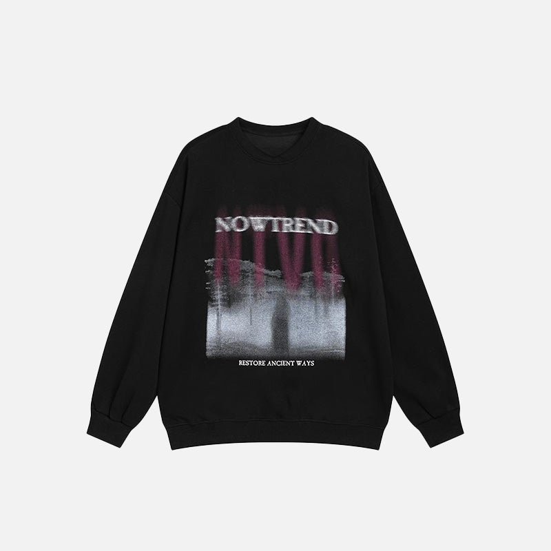 Sweatshirt mit Waldnebel-Grafik