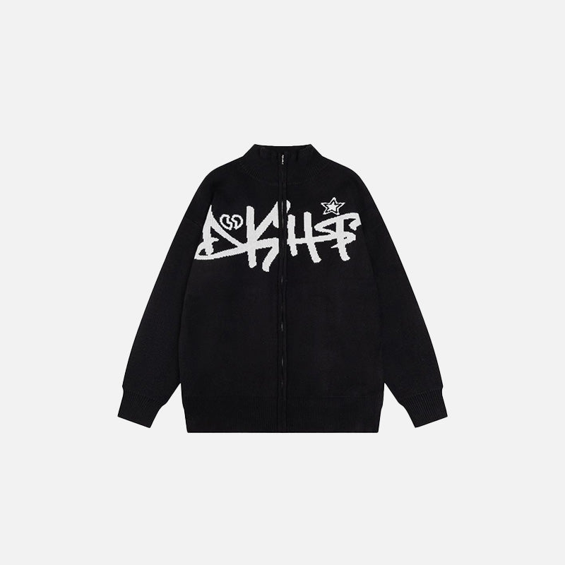 Y2K Graffiti Zip-Up Sweater