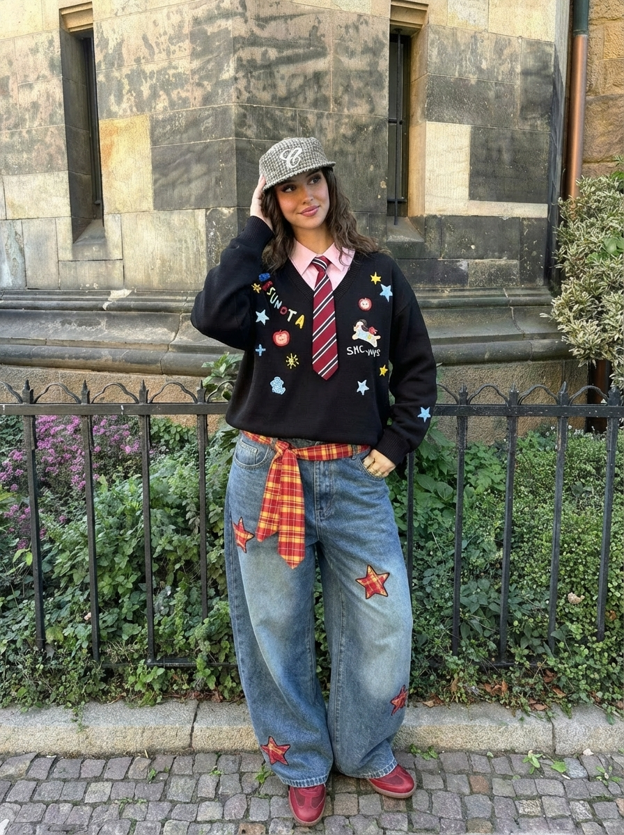 Stilvoller Vintage-Freizeitpullover mit abnehmbarem Kragen