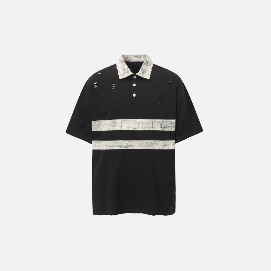 Gestreiftes Polo-Shirt mit schmutzigem Farbblockmuster