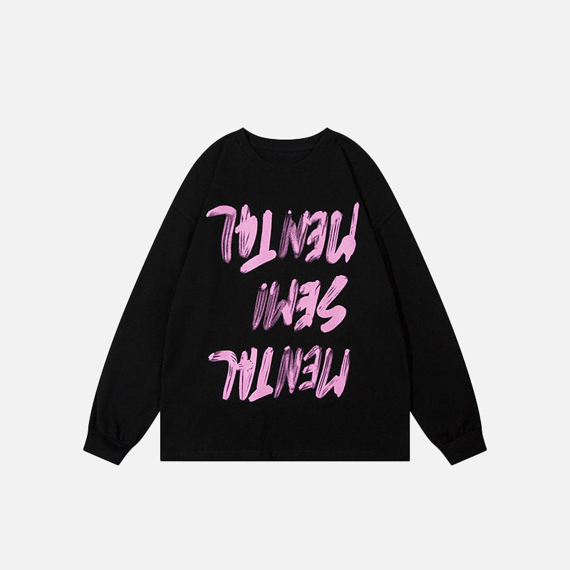 T-shirt à manches longues avec imprimé lettres inversées