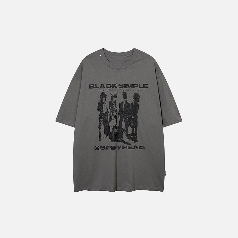 Lockeres T-Shirt mit Stachelkopf aus den 90ern