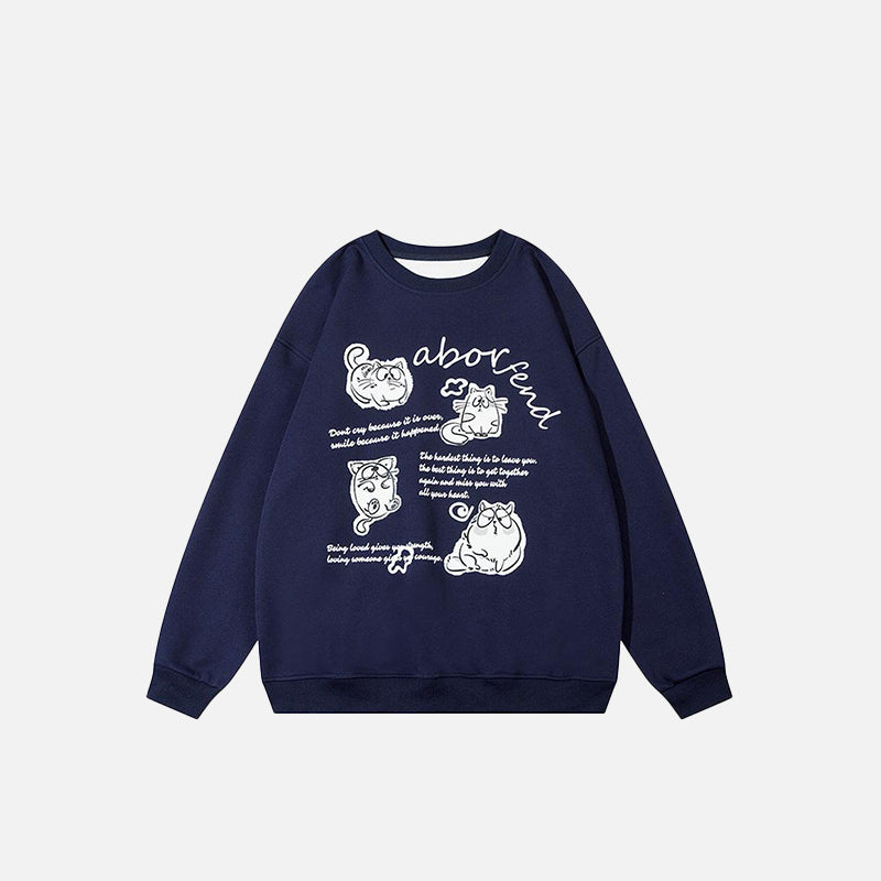 Sweat-shirt à imprimé chat sage