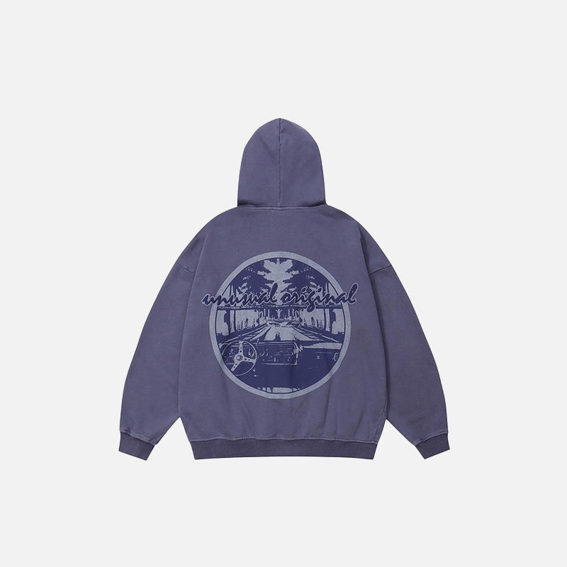 Gewaschener Kapuzenpullover mit Reißverschluss