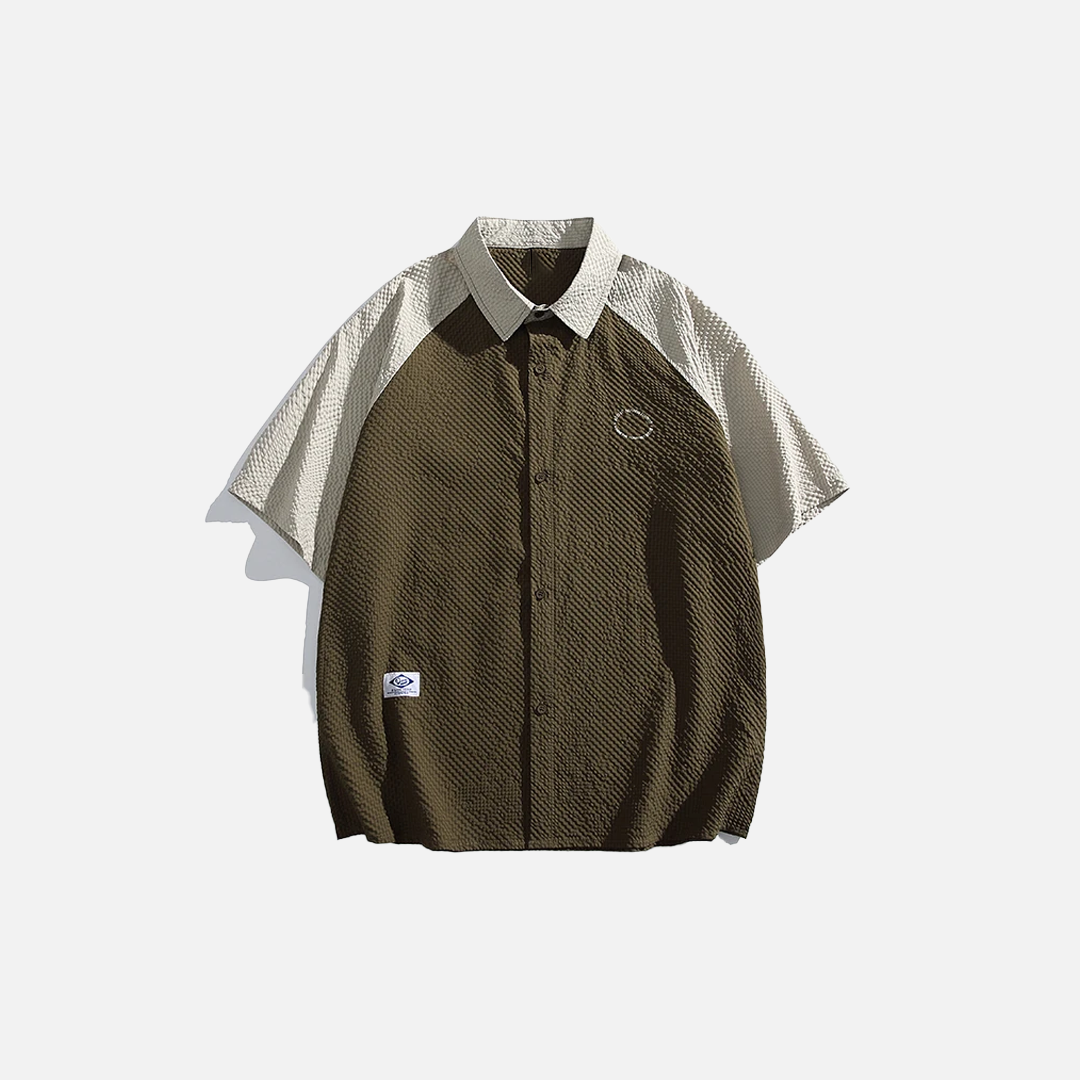 Patchwork High Street Oversize Casual Kurzarmhemd