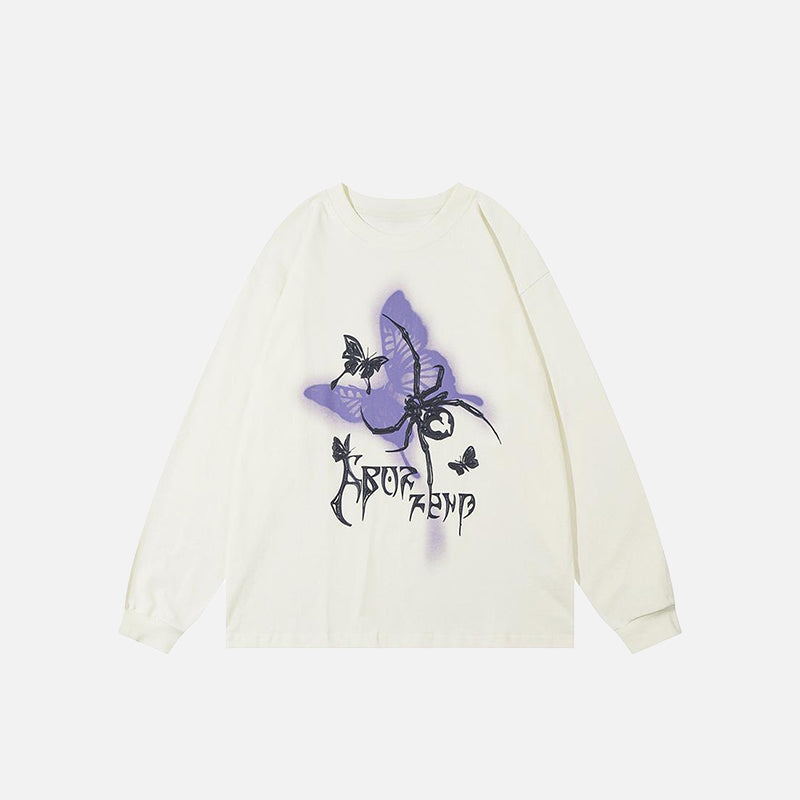 Sweat-shirt à motif papillon et araignée