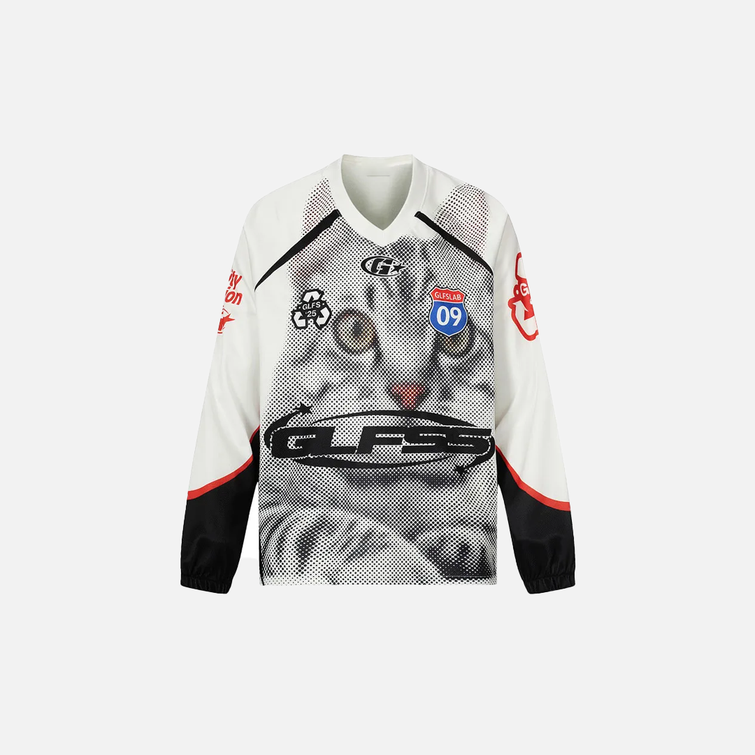 Gemütliches Y2K Grunge Katzen-Patchwork-T-Shirt