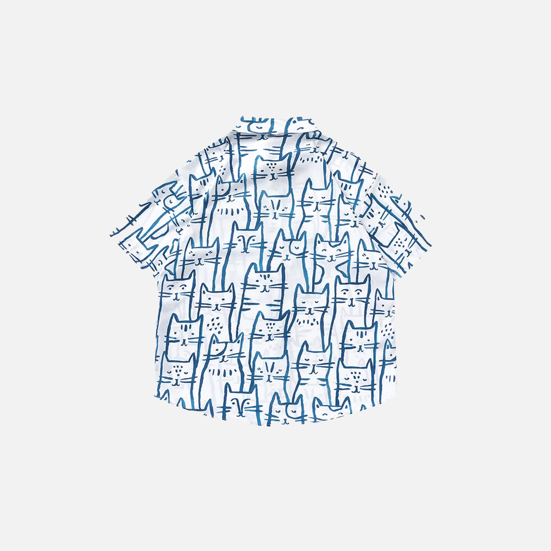 Lustiges Cartoon-Katzen-Grafikprint-Oversize-Shirt