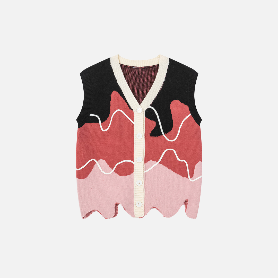 Gilet en maille à col en V irrégulier