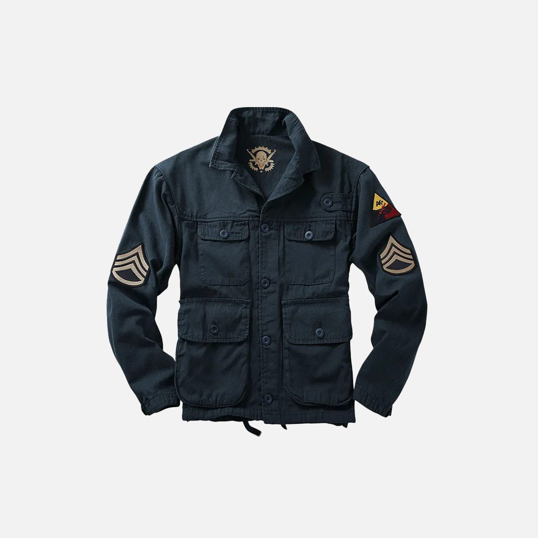 Vintage Militär Mehrlagen-Tankjacke aus gewaschenem Material