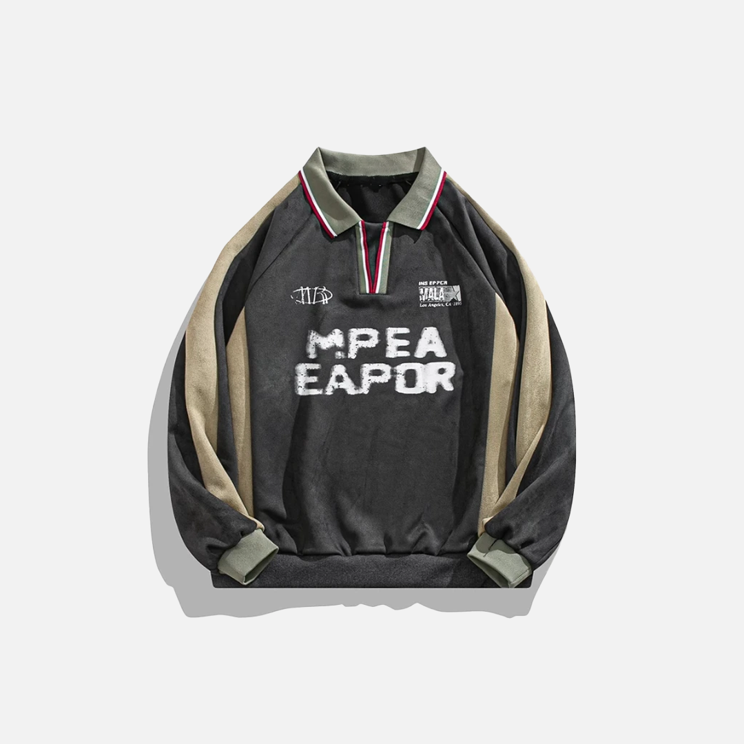 Vintage-Sweatshirt im amerikanischen College-Stil aus Wildleder