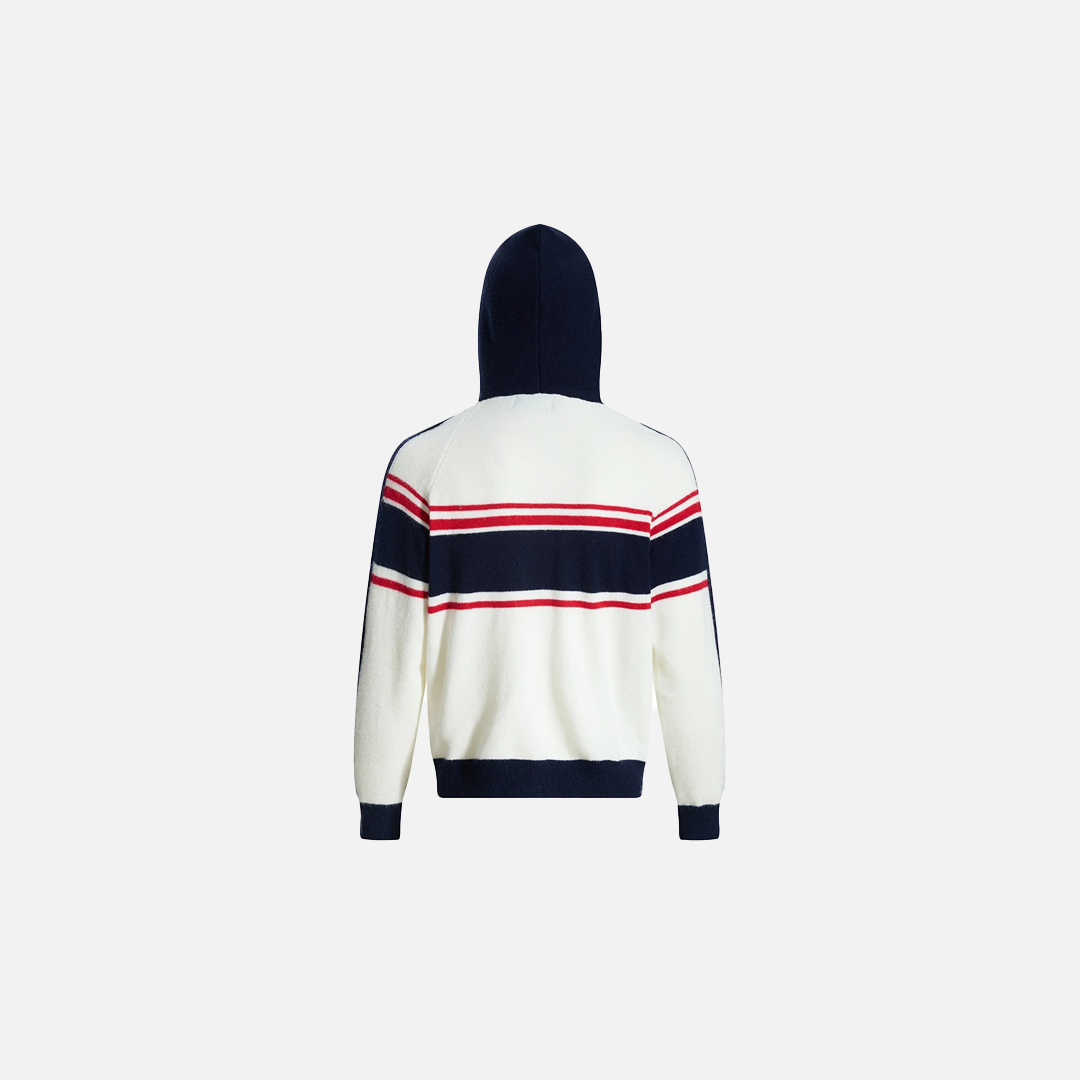 Pull à capuche rétro en maille lâche et demi-zip à manches raglan